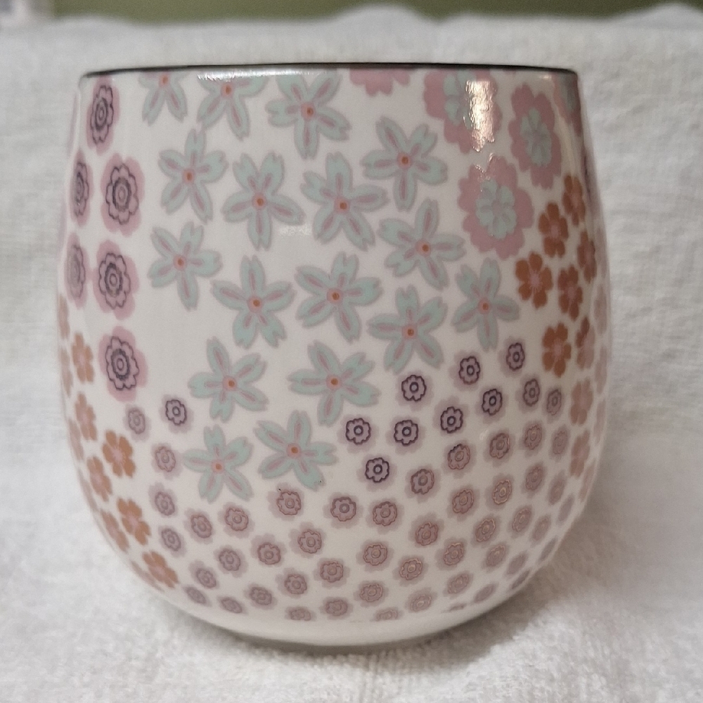 Thyme & Table Floral Coffee Mug Gold Handle Boho Pink Ceramic Tea Cup Cute - Picture 4 of 8